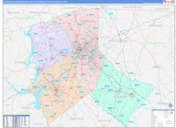 Greenville-Anderson-Mauldin Metro Area Wall Map Color Cast Style 2024